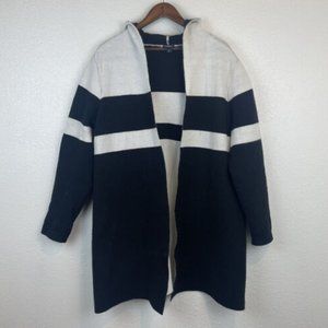 Torrid Women's Hooded Open Long Cardigan Black & White Sweater Size 2